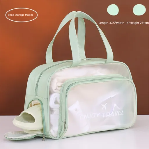 Green Waterproof Wet Dry Separation Travel Bag - Gym, Beach, Swim, Sports Tote with Shoe Compartment(Filming props are not included)