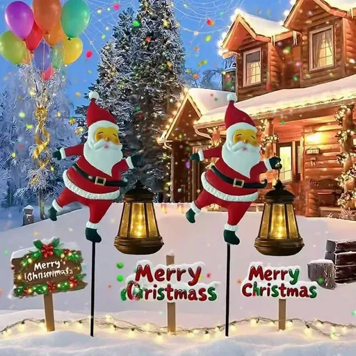 1PCS Solar Santa Claus Lantern Stake Light, Durable Iron Art, Warm & Colorful Light Modes, Brighten Up Your Outdoor Courtyard Christmas Ambiance (Warm Light)