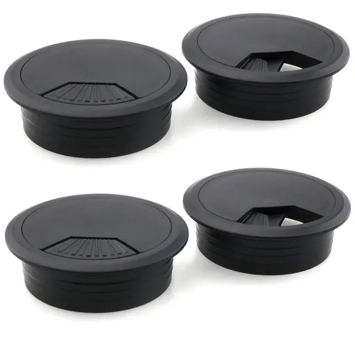 4pcs Office PC Desk Cable Cord Wire Organizer Black Desk Grommet Adjustable Cord Cover 6 cm Cable Grommets Hole Cover
