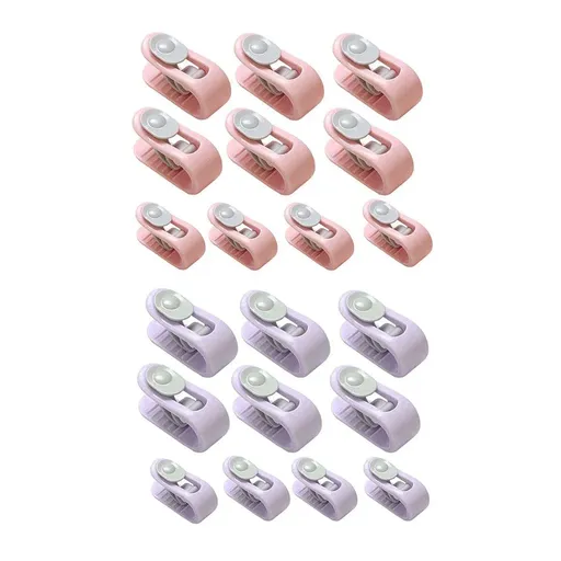 10/20pcs Quilt Retainer Cover Clips Invisible Needle-Free Thumb Buckle Bedding - Pink+Purple-20PCS