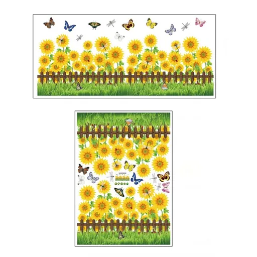 PVC Sunflower Garden Wall Skirting Stickers Poster Decor for Children Room Bathroom