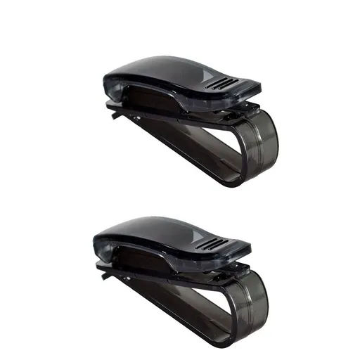 2Pcs Sunglass Visor Clip Sunglasses Eyeglass Holder Car Auto Reading Glasses Sunshade storage Black