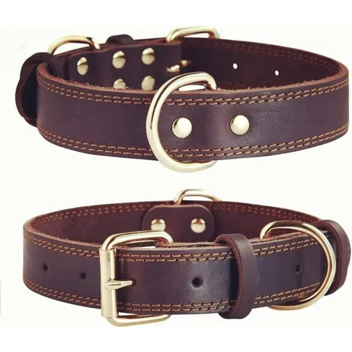 Premium Genuine Leather Dog Collar/Durable Real Leather Adjustable Collars For Male Female (size: L)