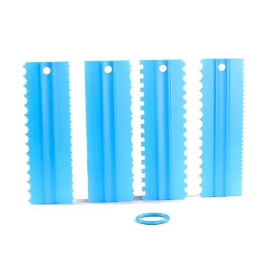 4PCS Cake Decorating Scraper Set Icing Smoother and Frosting Comb Tools - Blue