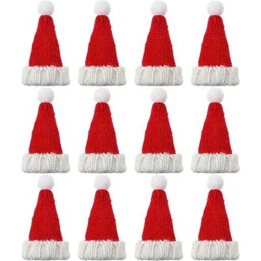 Mini Santa Hats for Crafts - Knit Christmas Hats, Tiny Wine Bottle Holders, Doll Hats, Table Decorations, Candy Covers