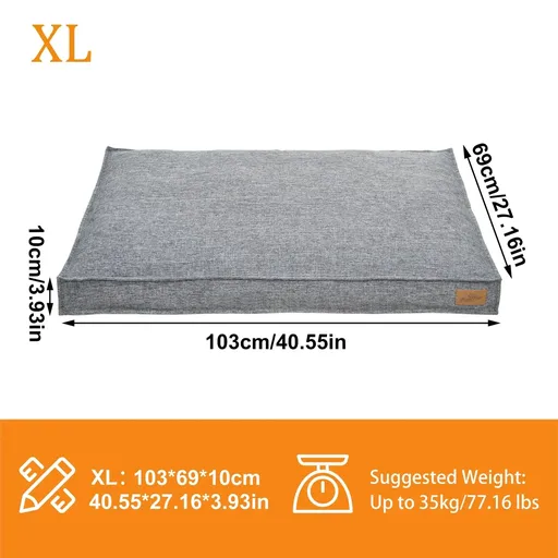 Washable Waterproof Dog Bed Sofa with Removable Cover - Orthopedic Linen Pet Pillow Bed for Small Medium Large Dogs, Non-Slip Base, Grey, XL