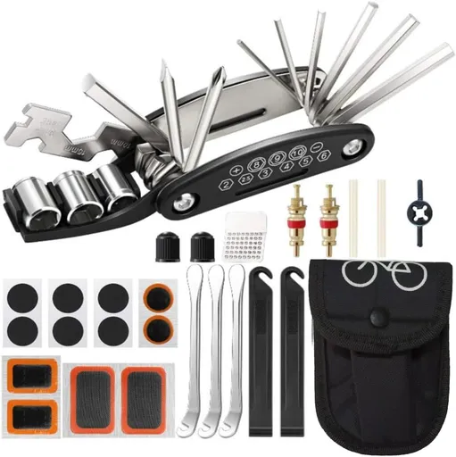 Bike Repair Tool Kit Portable, 16 in 1 Bicycle Multitool with Tire Levers Hex Spoke Wrench for Road Mountain Bikes Cycling Maintenance, 27 Pieces