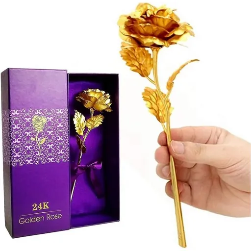 24K Golden Rose, Artificial Rose Flower Gifts for Her with Luxury Gift Box Great Gift Idea for Valentine's Day, Mother's Day, Birthday, Anniversary (Gold)