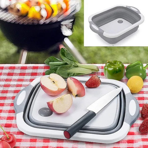 Camping Bowl 3-in-1 Portable Chopping Board Kitchen Board Drain Basket Foldable Bowl Washing Bowl