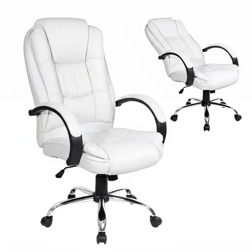 Artiss Executive Office Chair Leather Tilt White