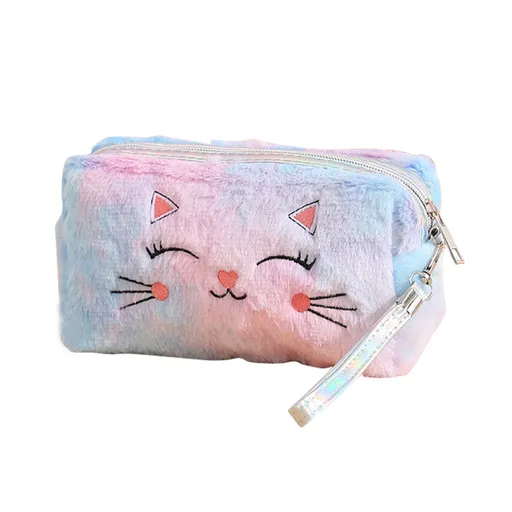 Back to School SuppliesColorful Fluffy Cat Pvc Cosmetic Bag C, for Dormitories, Apartments, Shared Spaces and Study Areas (Include: 1X Package) Sale C