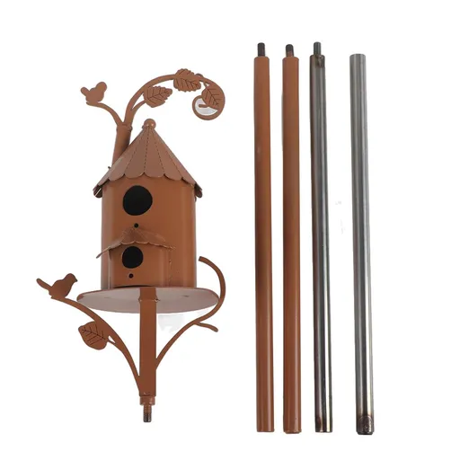 Metal Bird House with Pole Metal Art Cottage Bird House Stakes Hummingbird House Distressed Metal Birdhouse Garden Decor