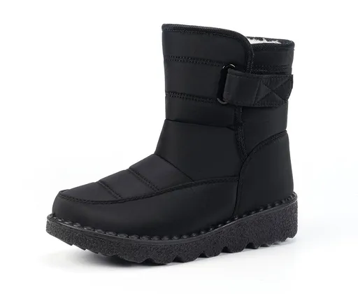 Women's Outdoor Snow Boots, Waterproof Warm Winter Boots with Fleece Lining and Non-Slip Sole for Cold Weather Walking, Size 43, Black
