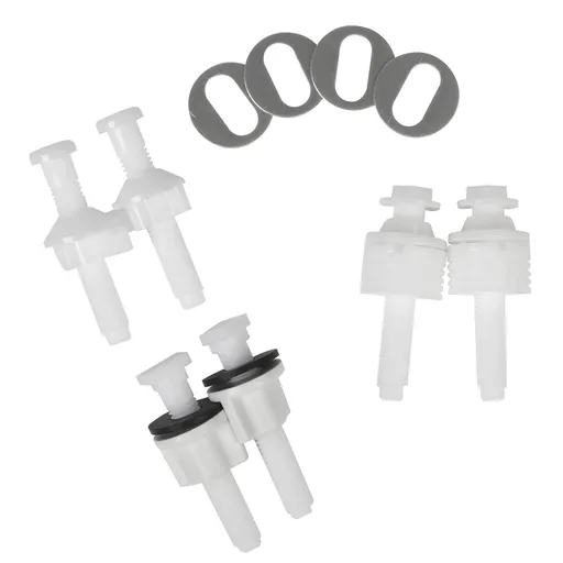 Universal Toilet Seat Hinge Bolt Screw for Top Mount Toilet Seat Hinges, Downlock Nuts can Slip Over Bolts Threads for Rapid Installation Without Screwing in-White Plastic Replacement Parts
