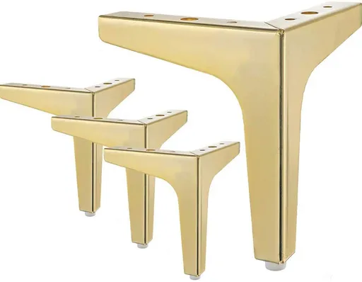 Metal Furniture Legs 4-Pack Black 10 cm Gold for Sofa Cabinet Couch Ottoman Table 90 kg Load Capacity