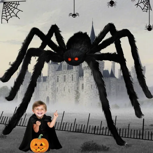 Giant Spider 6.6 Ft, 2M Halloween Decorations Fake Halloween Decor Spiders Large, Furry Spiders for Outdoor Indoor Yard Home Costumes Party House Décor - Black - Size 4 Pack