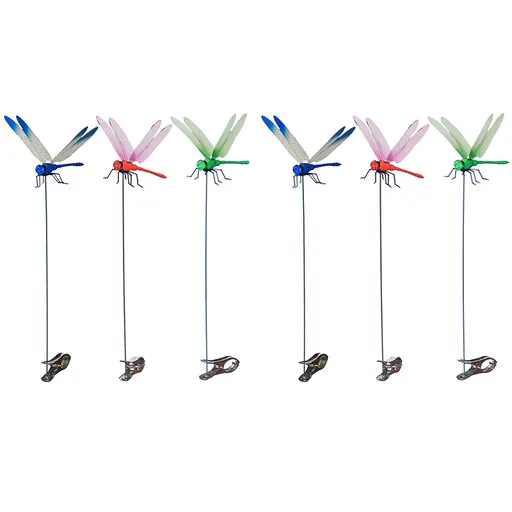 6-piece Blue and Red and Green 3D Dragonfly Clip - Adjustable Wings, Multi-Colour PVC Garden Decor for Outdoor Camping, Fishing & Home Use