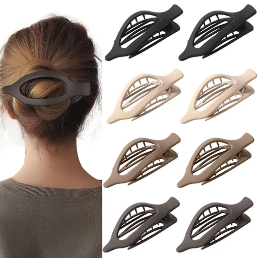 Large Matte Hair Clips 8 Pack Secure Hold for Thick and Thin Hair Dark Brown