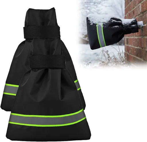 Outdoor Faucet Covers for Winter Freeze Protection, 9.8" x 6.3" Reable Waterproof Insulated Spigot Covers, Easy-toe Hose Bib Socks for Outdoor Faucets, Pipes & Spigots (Green, 2 PCS)