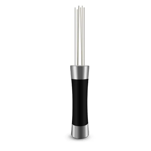 Coffee Products Distribution Technique Tool | Even Coffee Ground Distribution for Better Extraction | Stainless Steel with Silicone Grip | Includes 6 Pins & Storage Vault | Silver