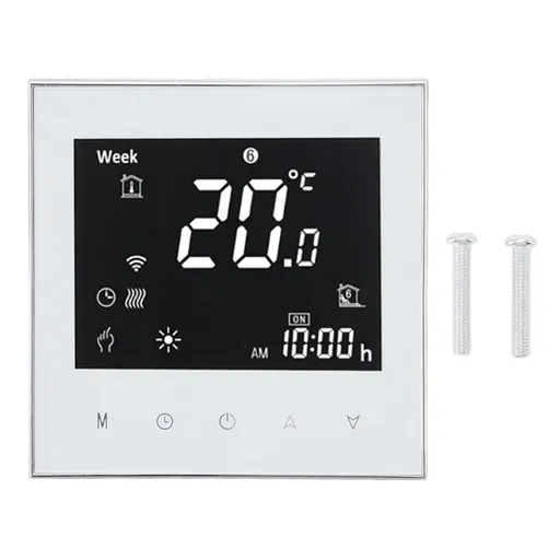 Smart Boiler Heating Thermostat WIFI APP Voice Control LCD Touch Screen Programmable White 95‑240V