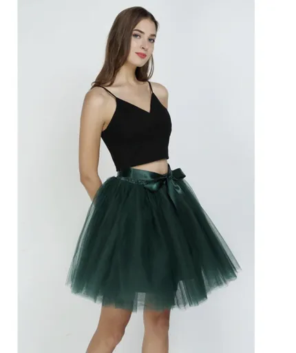 House Of Dasein Tulle Princess Tutu Skirt Women - Dark Green