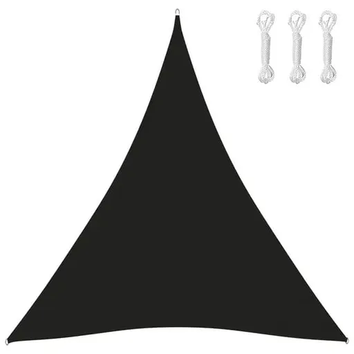3.6x3.6x3.6m Waterproof Outdoor Sun Sail Triangle UV Protective Shade Net for Camping Garden Terrace and Pool, Black