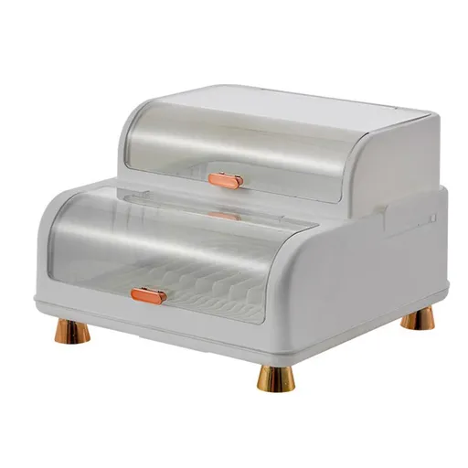 Draining Bowl Rack Plastic Tableware Drainer Storage Box Dish Chopsticks Drying Box with Lid White