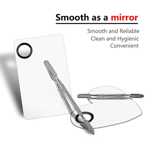 2pcs Upgrade Makeup Palette, Stainless Steel Cosmetic Palette with Spatula Tool, Nail-art Mixing Palette for Cosmetic Pigment