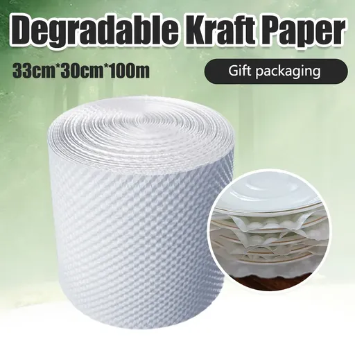 White Kraft Paper Roll Degradable Bubble Wrap Cushion Packaging Paper For Gift