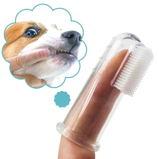 10 Pieces Dog Tooth Brushing Kit Finger Toothbrush for Dogs Cat Puppy Toothbrush with Silicone Bristles Layer Transparent Dog