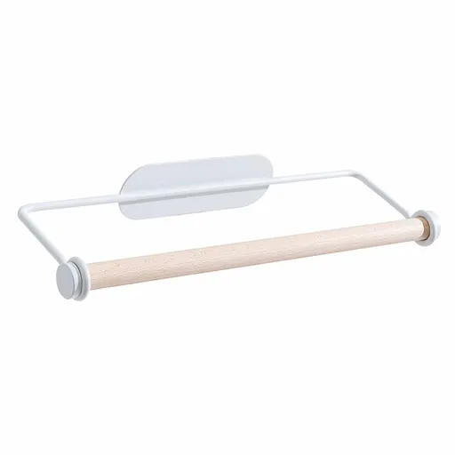 Paper Towel Holder Punch Free Multifunctional Iron Wall Mounted Cling Film Storage Rack for Kitchen Bathroom White