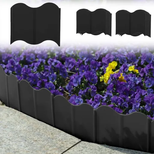 10 Pack Black Plastic Garden Edge Border Fence for Flower Beds 14x15cm Decorative Landscape Edging with Wavy Design for Terrace Walkways and Courtyards Easy Connect System