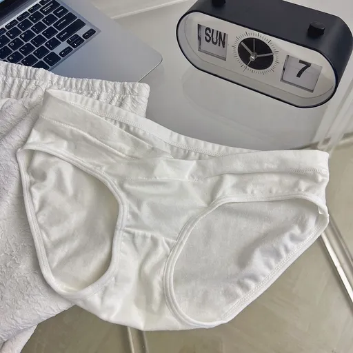 Cotton Women Briefs Low Waist Simple Free Size Milky White