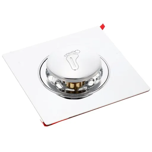 Stainless Steel Bathroom Sink Drain with Adhesive Panel and Hair Catcher Strainer for Clogging Prevention