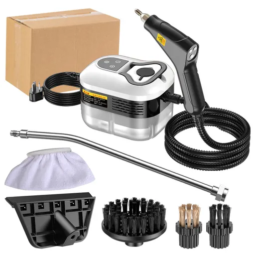 White and Black 1500W High Pressure Steam Cleaner with Digital Display (3.5 BAR) - 1.2L Heavy Duty Steamer for Kitchen Grease, Grout, Car Detailing & Upholstery (AU Plug)