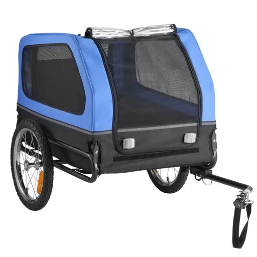 Dog Bike Trailer, Supports up to 40 kg, Pet Cart Bicycle Carrier for Small & Large Dogs, Easy Folding Frame with Quick Release Wheel, Universal Bicycle Coupler, Reflector, Flag, Internal Leash
