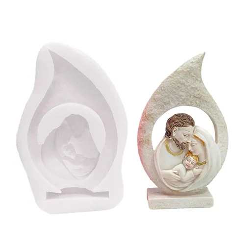 Waterdrop Silicone Molds Christianity Holy Family Gypsum Ornaments Resin Molds Multipurpose Holy Family Candle Silicone Mold