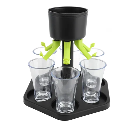 Party Drink Shot Dispenser Uniform Distribution 6 Shot Pourer with Plastic Glass for Bar
