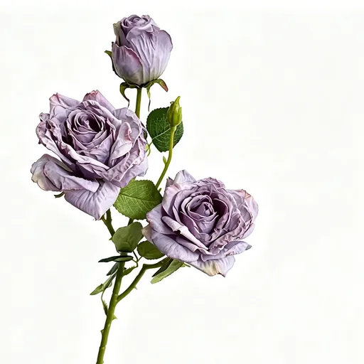 Vintage Burnt Edge Artificial Rose, Purple Dreamy Decor, 5 Pack