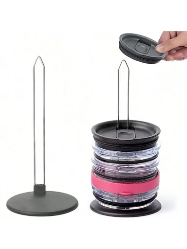 1Pc Ultra Thin Vertical Glass Cup Cover Holder Suitable For Storing Up To 10 Lids Neat Kitchen Cabinet Countertop Organizer