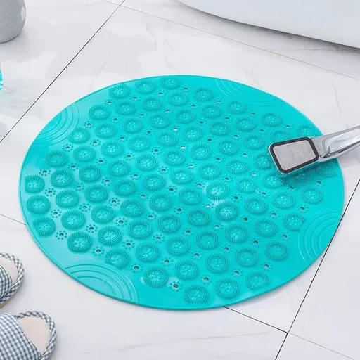 [Anti-slip Bath Mat] Anti-slip Round Bath Mat | Massage Foot Pad Toilet Bath Mat 55cm/21.65in Green