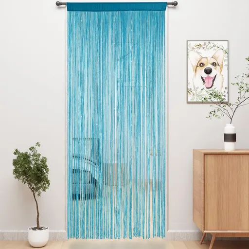 Door curtain - Fly curtain - Door screen - Glitter mosquito net - Anti-fly door curtain - 100 x 200 cm - With silver thread - Polyester - Blue - Decorative curtain - Mosquito net