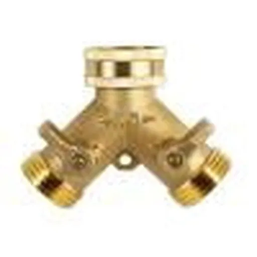 Garden Hose Splitter 2 Way Heavy Duty, Brass Faucet Adapter With Long Handle For Gardening Water Hose Shut Off Valve Hose Connector Fittings Outdoor Water Spigot Hose Bib Y Splitter
