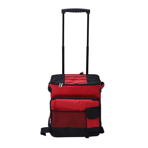 Rolling Cooler 43L Large Capacity Waterproof Foldable Rolling Insulated Box for Camping Picnic Red