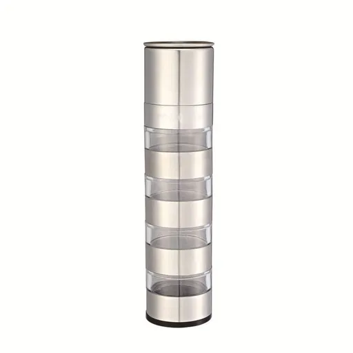 Travel Salt and Pepper Shakers Mini, Salt and Pepper Grinder Set 4 in 1, Stainless Steel pepper Mill and Salt Shaker Adjustable