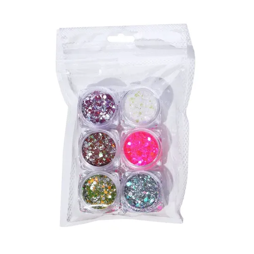 Glow in The Dark Glitter, 6 Color Luminous Iridescent Chunky Glitter, Cosmetic Craft Glitter Set for Epoxy Resin, Body, Face, Nail