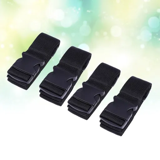 4Pcs PP Luggage Strap Portable and Adjustable Suitcase Packing Fixed Belt Black for Secure Travel