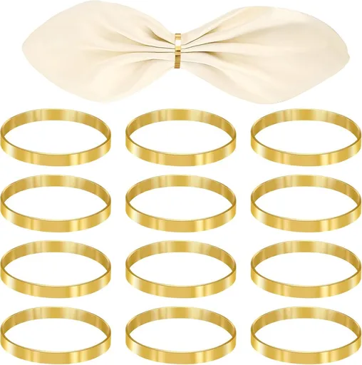 12 pieces gold metal napkin rings - elegant napkin ring - Christmas napkin rings - boho round gold napkin ring for weddings - party dinner - anniversary table decoration