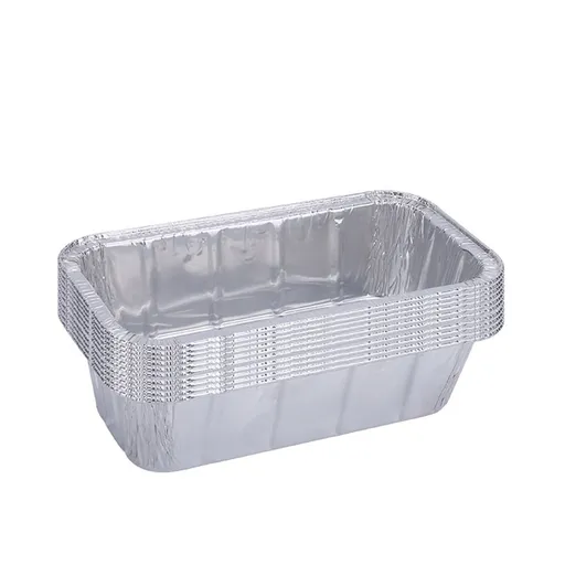 Disposable Aluminum Foil Pan - 10 Pack | 22x11.5x6cm Heavy Duty Tin Foil Trays for Baking, Grilling & BBQ | Corrugated Edge for Strength | Oven & Microwave Safe | Silver Metal Lunch Boxes